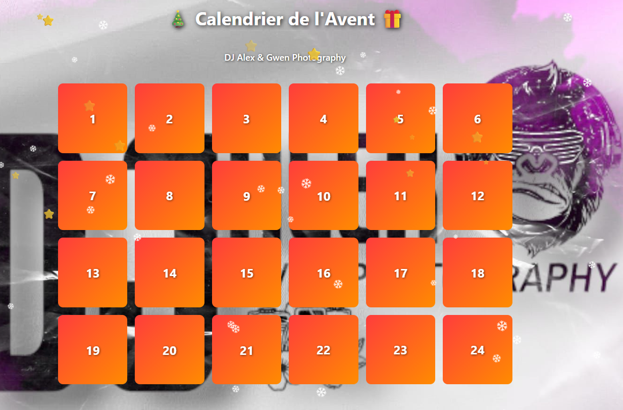 Calendrier de l'Avant DJ ALEX ET GWEN PHOTOGRAPHY